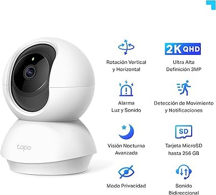 TP-Link Tapo C210 – Pack de 2 Cámaras de Seguridad Wi-Fi 2K Pan/Tilt