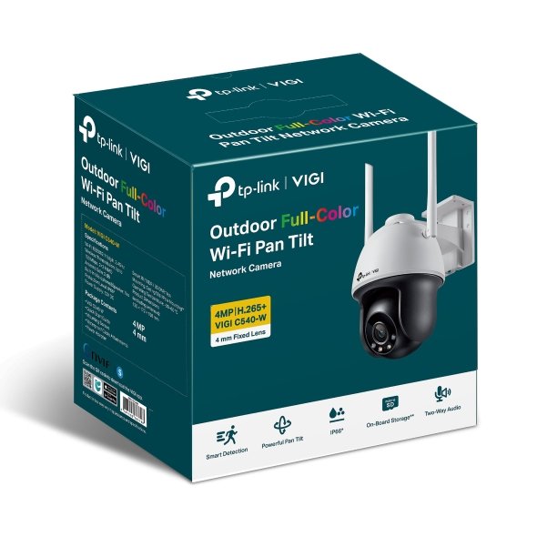 TP-Link VIGI C540-W – Cámara de Seguridad IP Wi-Fi Pan/Tilt de 4MP con Visión Nocturna a Todo Color y Detección Inteligente