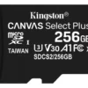 MicroSD Kingston 256GB Canvas Select Plus V30 A1 Clase 10 – con adaptador