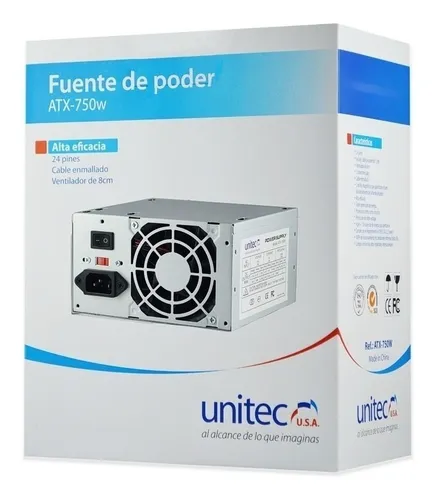 Fuente de Poder Unitec ATX 750W – Energía Estable para tu PC
