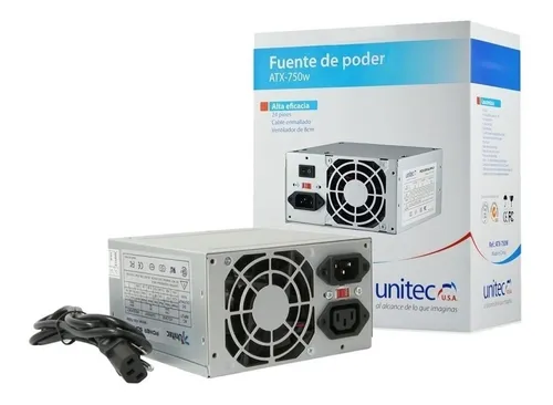 Fuente de Poder Unitec ATX 750W – Energía Estable para tu PC