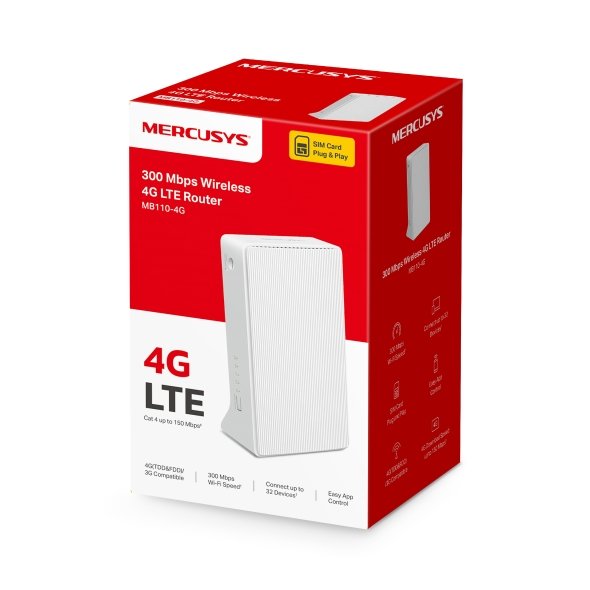 Mercusys MB110-4G - Router 4G LTE Cat4 con Puerto SIM y WiFi N300