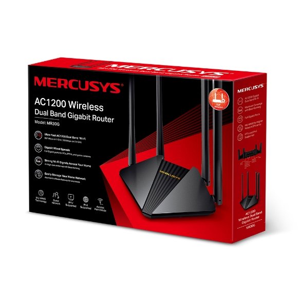 Mercusys MR30G - Router WiFi 6 AX3000 Dual-Band con 4 Antenas de Alto Rendimiento