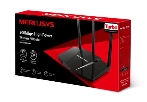 Mercusys MW330HP - Router WiFi N300 de Largo Alcance con 5 Antenas y Amplificador de Señal