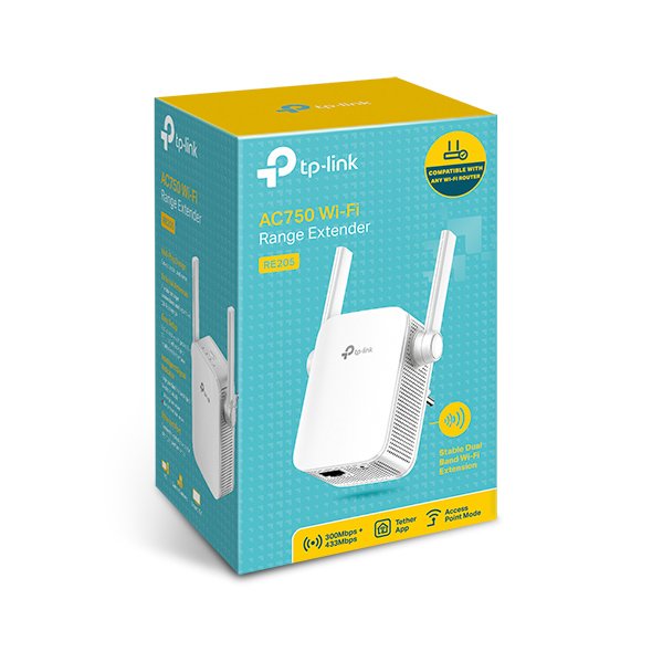 TP-Link RE205 - Extensor de Alcance WiFi AC750 Dual Band con Puerto Ethernet