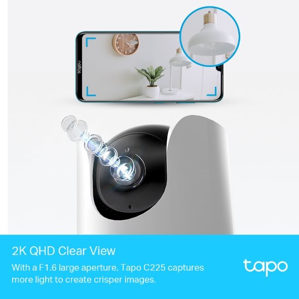 TP-Link Tapo C225 - Cámara de Seguridad WiFi Interior 2K con Visión Nocturna en Color