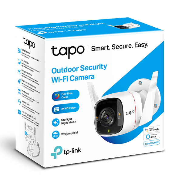 TP-Link Tapo C320WS – Cámara de Seguridad Wi-Fi para Exteriores 2K QHD con Visión Nocturna a Color y Sensor Starlight
