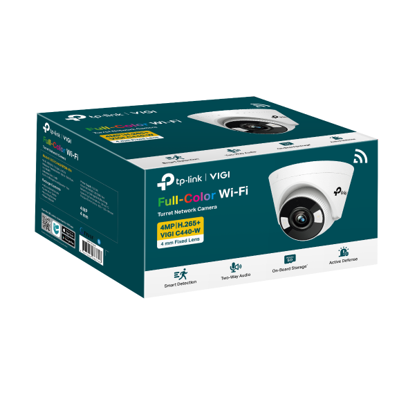 TP-Link VIGI C440-W – Cámara IP Wi-Fi Tipo Turret de 4MP con Visión Nocturna a Todo Color y Detección Inteligente