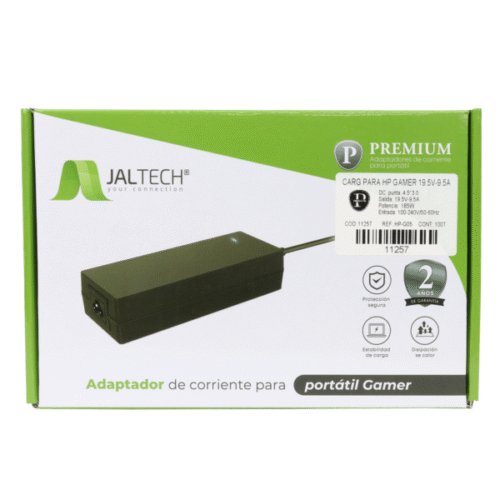 Cargador Jaltech para HP Gamer 19.5V 9.5A – Punta 4.5 x 3.0 L Azul