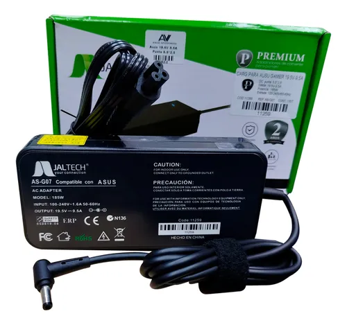 Cargador Jaltech para ASUS Gamer 19.5V 9.5A – Punta 5.5 x 2.5 L Negra