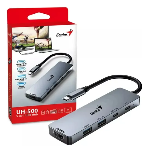 HUB GENIUS UH-500 5 en 1 con USB Tipo-C