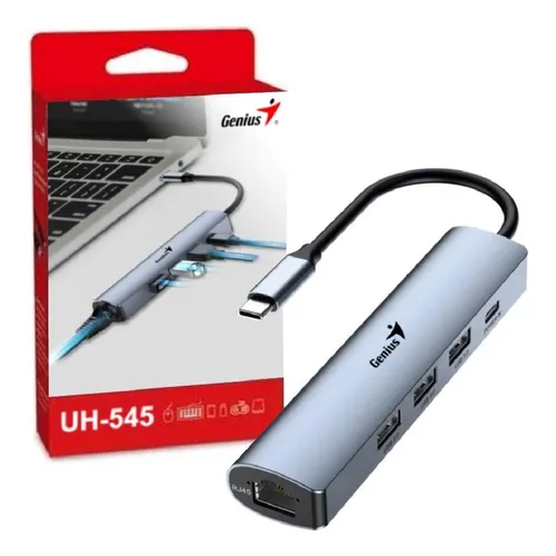 HUB GENIUS UH-545 5 EN 1 CON PUERTOS USB 3.0 Y ETHERNET