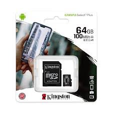 MICRO SD DE 64 GB KINGSTON C10 CANVAS SELECT PLUS